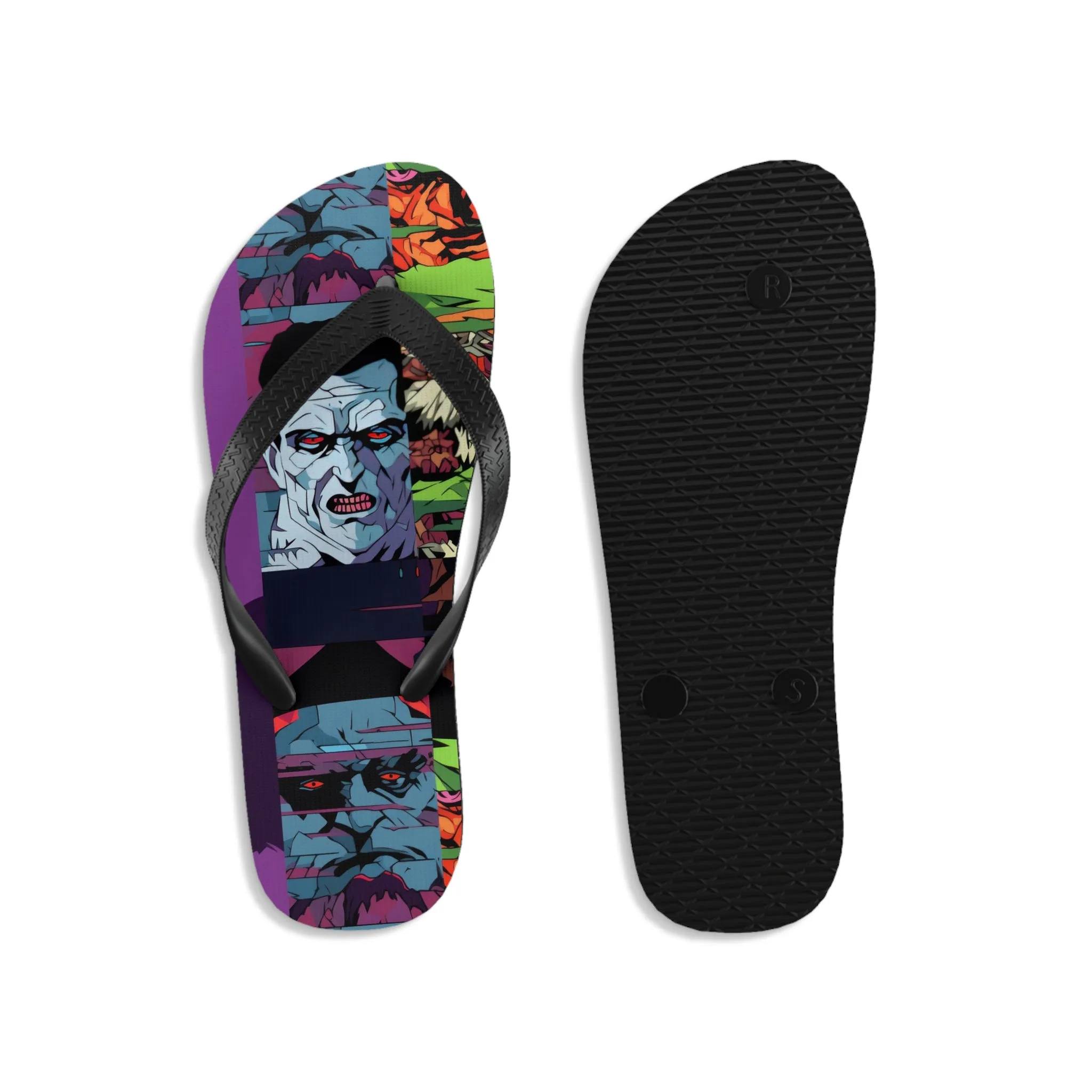 Unisex Flip-Flops - Spooky Monsters Anime Beta
