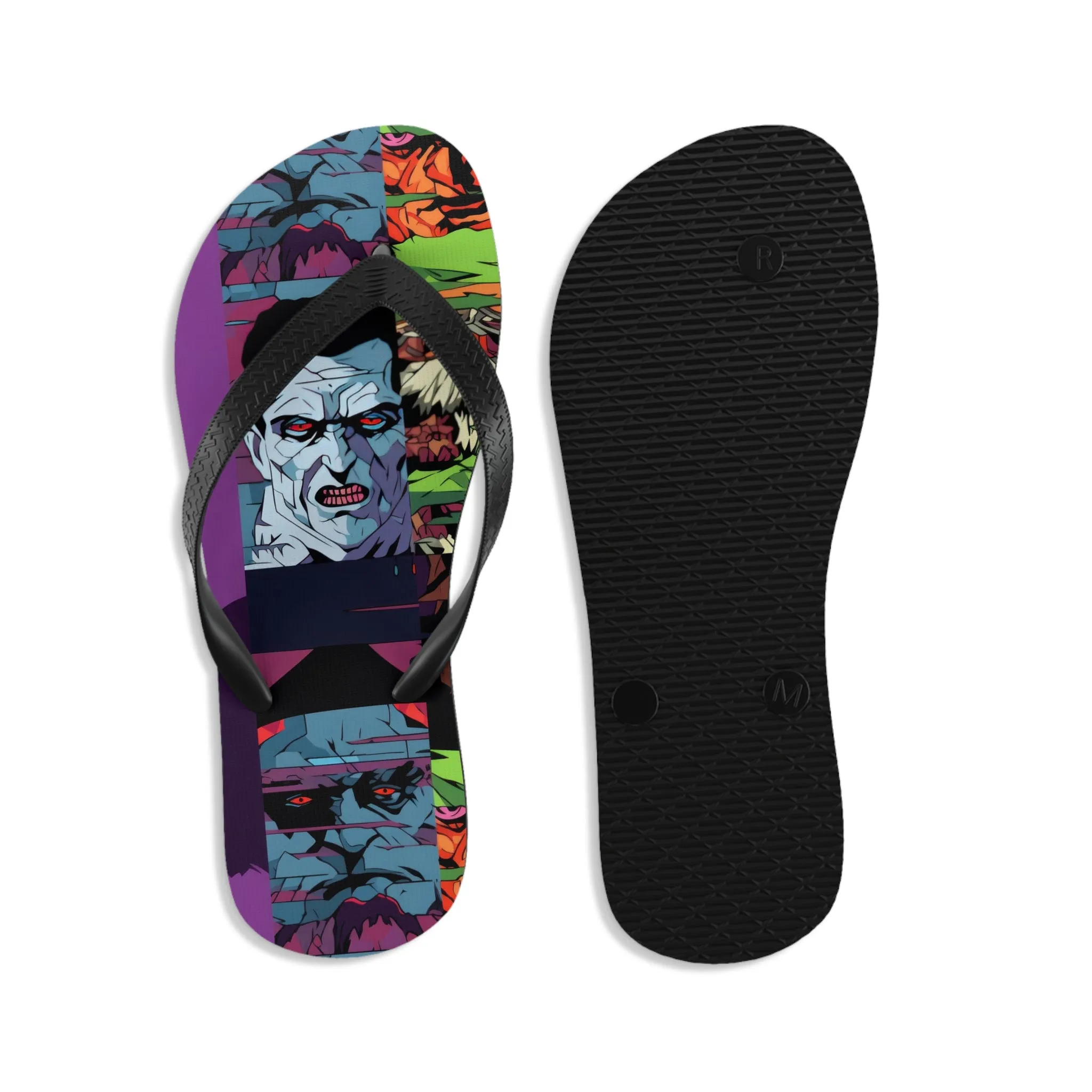 Unisex Flip-Flops - Spooky Monsters Anime Beta