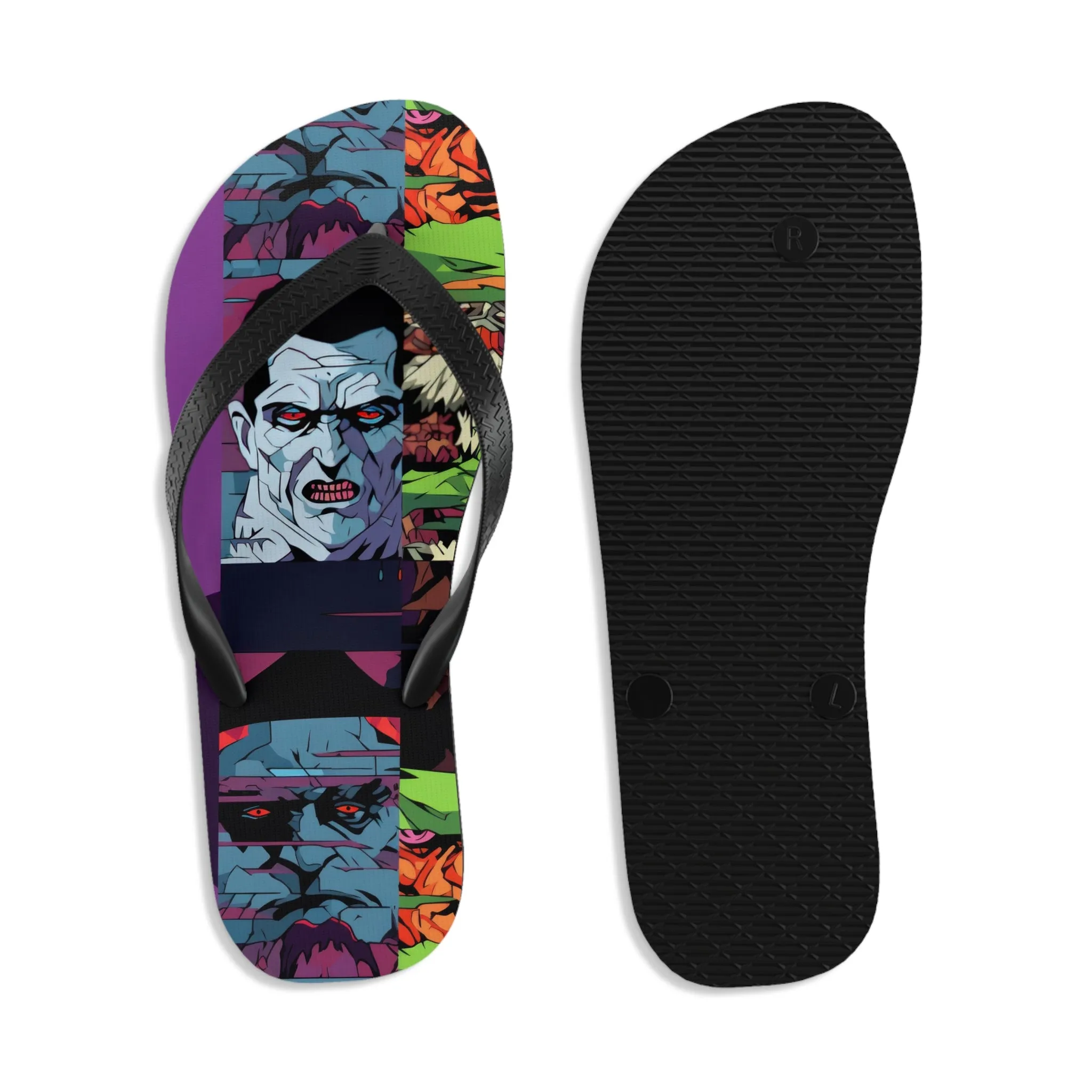 Unisex Flip-Flops - Spooky Monsters Anime Beta