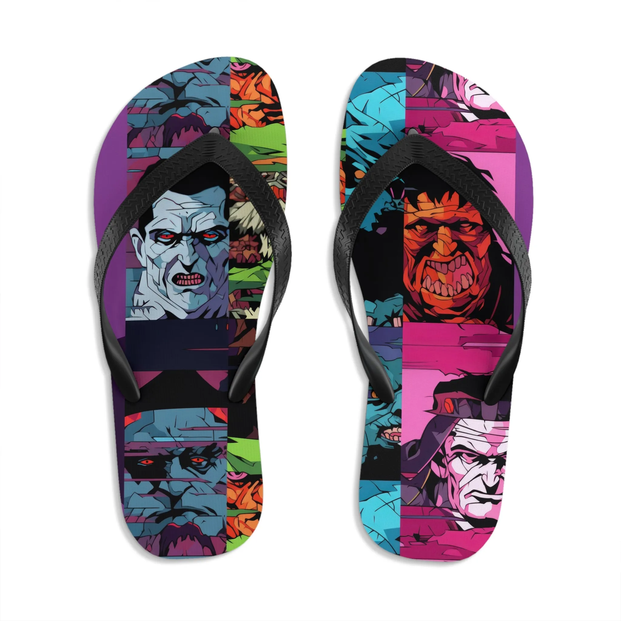 Unisex Flip-Flops - Spooky Monsters Anime Beta