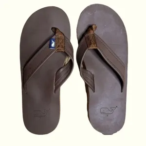 VINEYARD VINES Contoured Leather Flip Flops