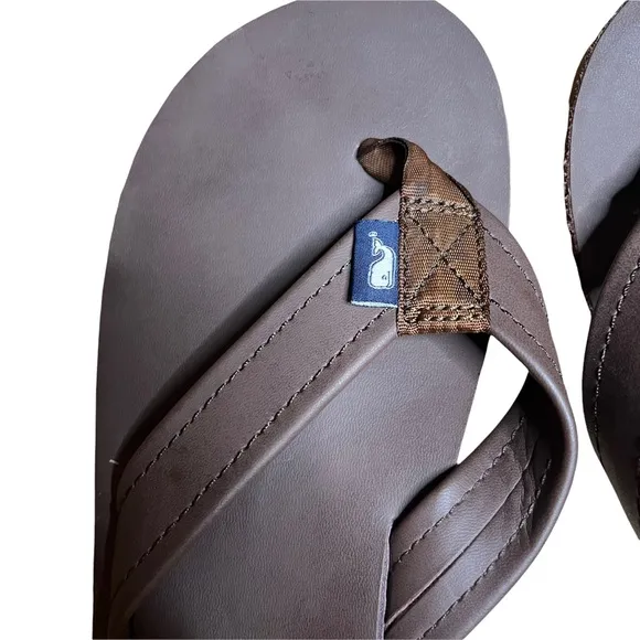 VINEYARD VINES Contoured Leather Flip Flops