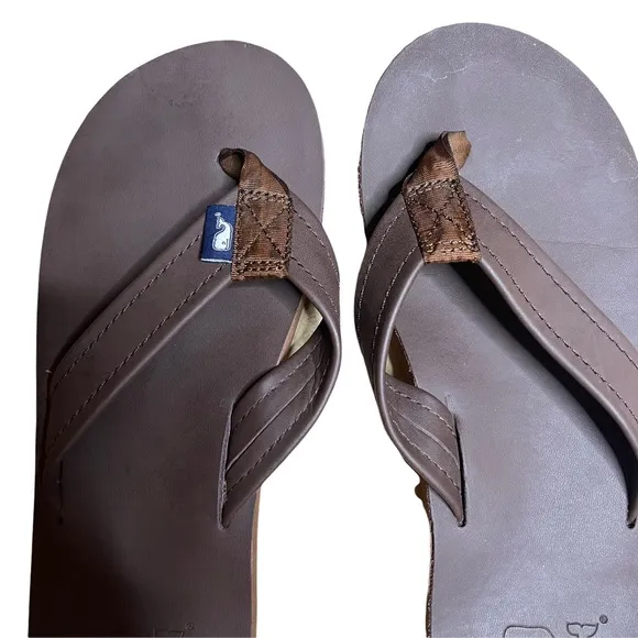 VINEYARD VINES Contoured Leather Flip Flops