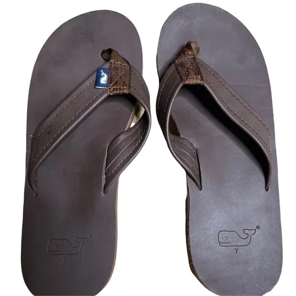 VINEYARD VINES Contoured Leather Flip Flops