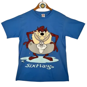 Vintage '99 Six Flags Taz and Buggs Floaty Graphic Tee - Blue