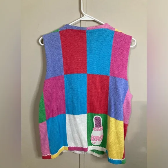 Vintage Susan Bristol Flip Flops Grandma Sweater Vest Size Medium