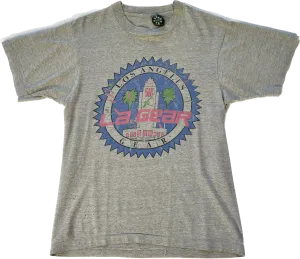 VTG Single Stitch LA GEAR City Skyline Graphic Tee - Grey/Neon