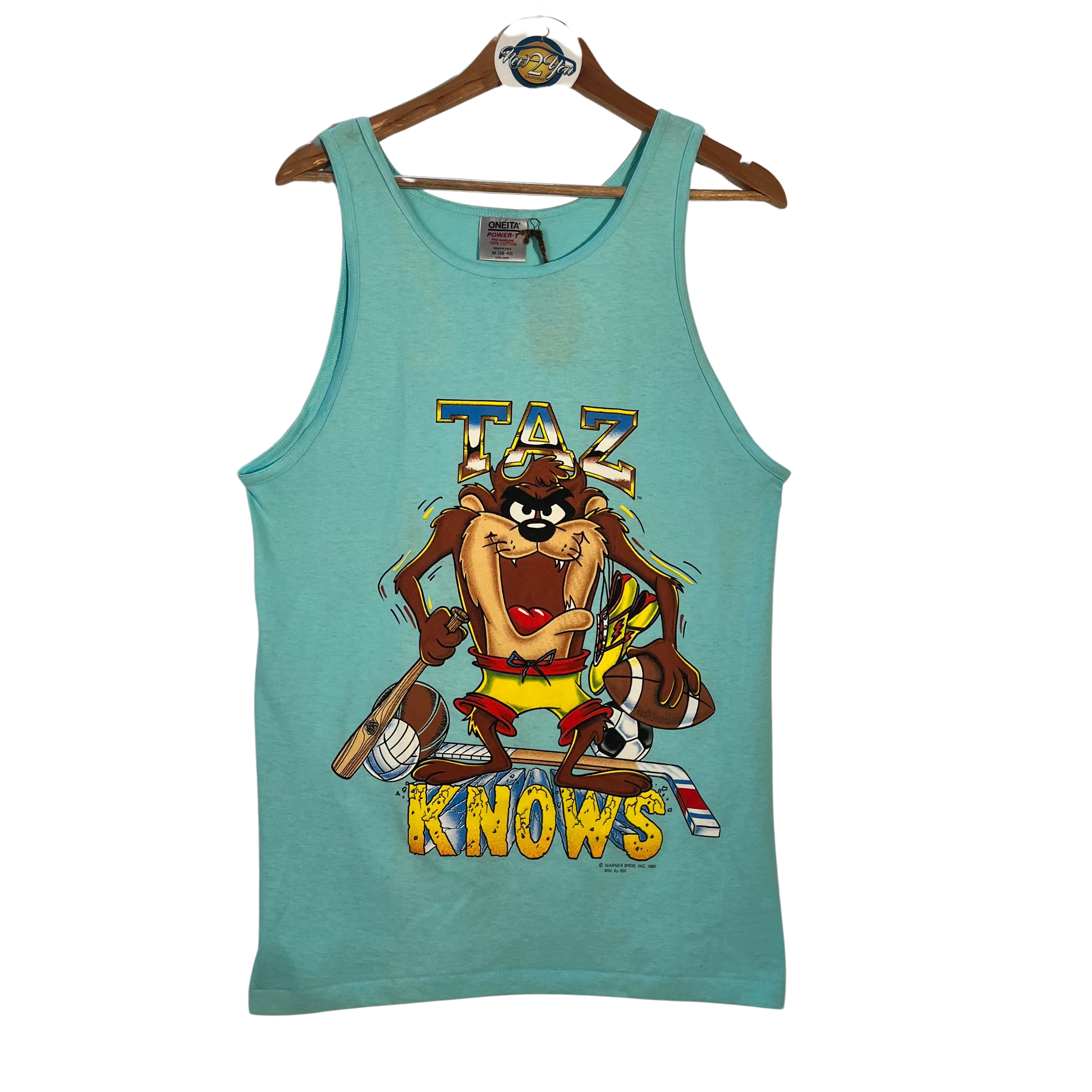 Warner Bros 1990 'Taz Knows' Vintage Tank - Oneita