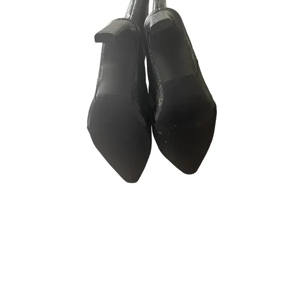Womens Boots Size 8.5 Black Faux Suede Leather Double Zipper Knee Boots